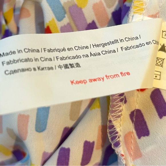 ANTHROPOLOGIE Traffic People Elegant Summer Dress Tie Front Size Small Geometric - Picture 9 of 10